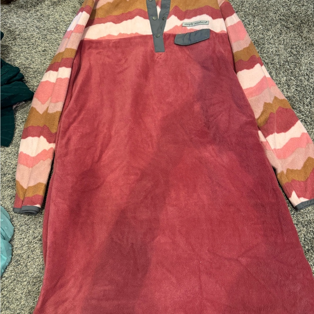 Simply Southern Pink and Red Fleece Dress